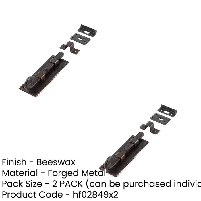 PACK Shepherd's Crook Straight Bolts 152mm Beeswax Finish Secure Doors Door Bolt Lock (1)-1