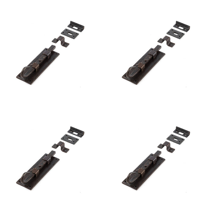 PACK Shepherd's Crook Straight Bolts 152mm Beeswax Finish Secure Doors Door Bolt Lock