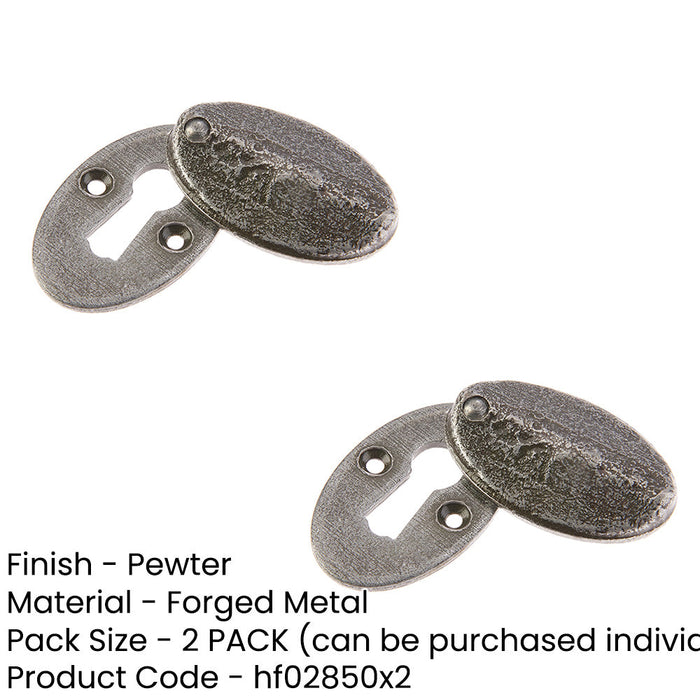 PACK Stylish Oval Covered Escutcheon Pewter 50x31x9mm Hole Cover (1)-1