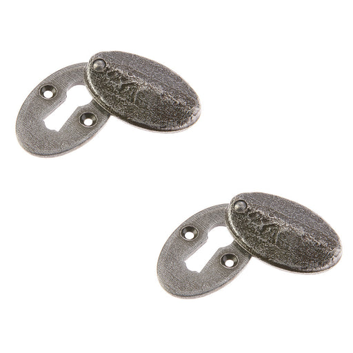 PACK Stylish Oval Covered Escutcheon Pewter 50x31x9mm Hole Cover (1)