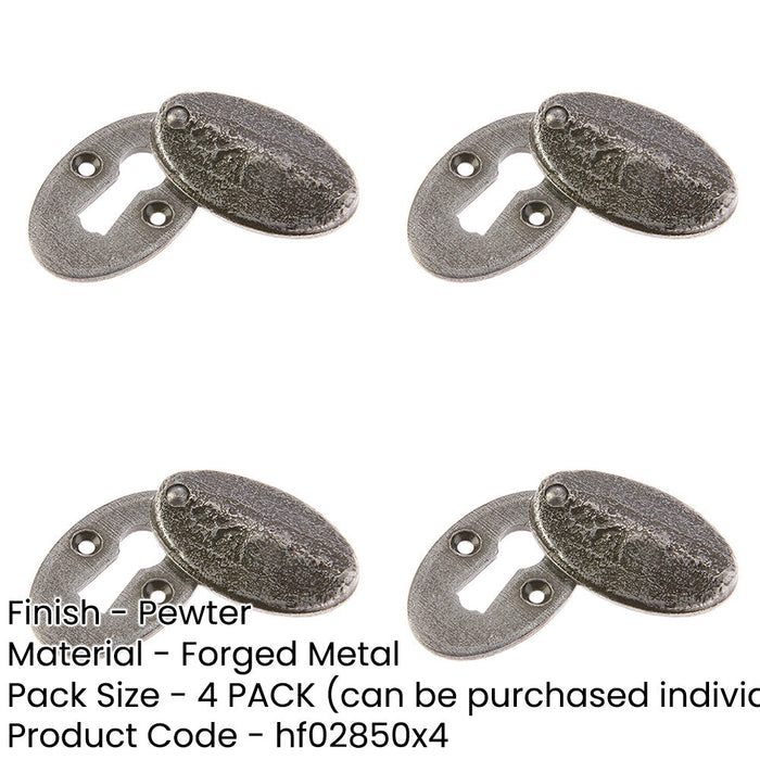 PACK Stylish Oval Covered Escutcheon Pewter 50x31x9mm Hole Cover-1