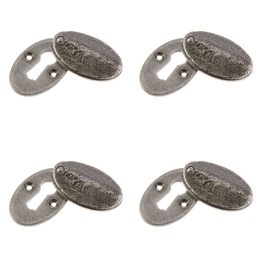 PACK Stylish Oval Covered Escutcheon Pewter 50x31x9mm Hole Cover