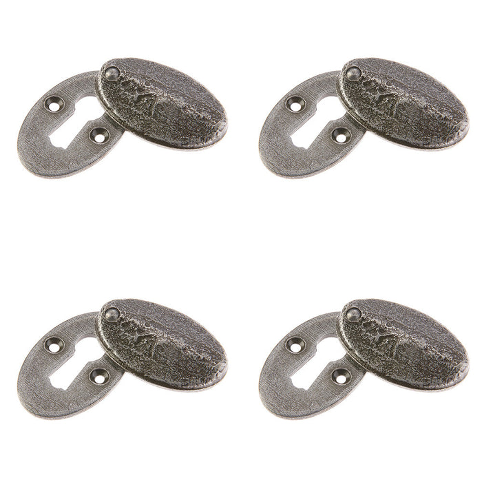 PACK Stylish Oval Covered Escutcheon Pewter 50x31x9mm Hole Cover