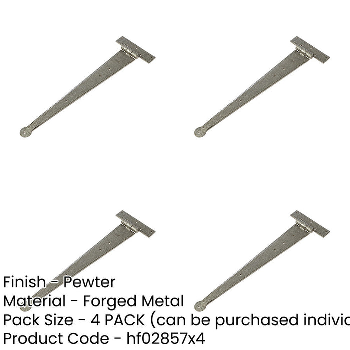 PACK Premium Pewter Hinge 445x132mm Doors Cabinets Traditional Gate Door Door Hinges-1