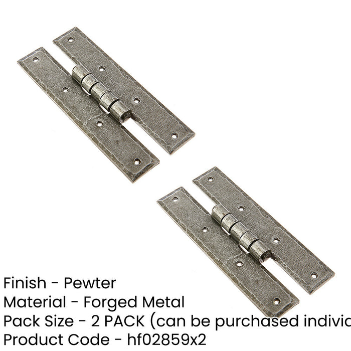 PACK Durable H-Hinge 66x155mm Elegant Pewter Finish Traditional Gate Door Door Hinges (1)-1