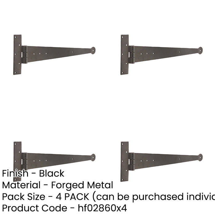 PACK Premium Black Hinge 370x132mm Durable Doors Traditional Gate Door Door Hinges-1