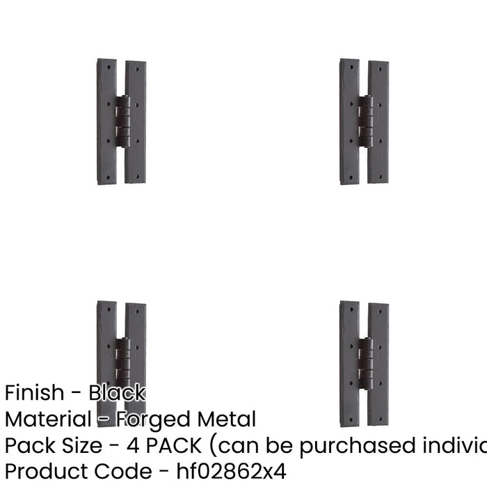 PACK Durable Black H-Hinge 66x155mm Secure Installation Traditional Gate Door Door Hinges-1