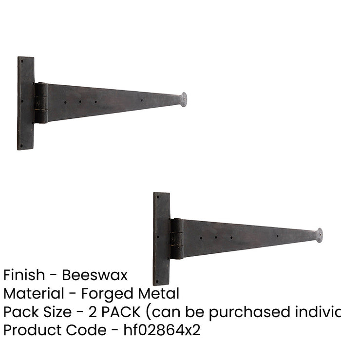 PACK High-Quality Hinge 445x132mm Beeswax Finish Durable Construction Traditional Gate Door Door Hinges (1)-1