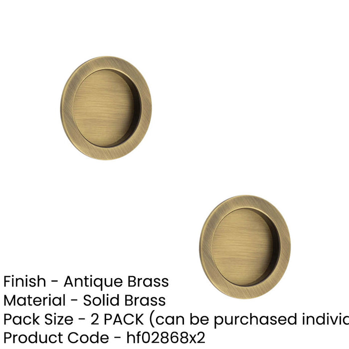 PACK Elegant Circular Flush Pull Antique Brass Finish Doors Door Handle (1)-1