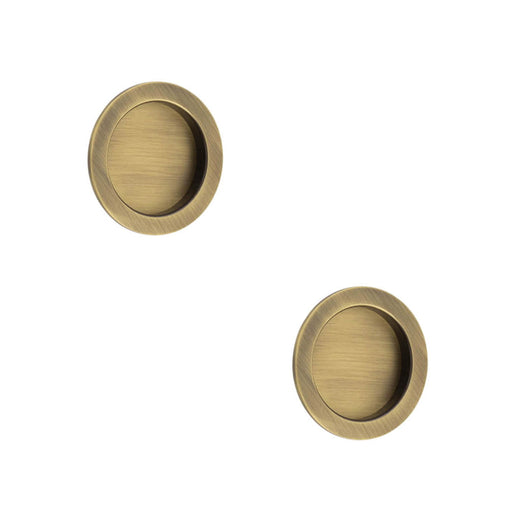 PACK Elegant Circular Flush Pull Antique Brass Finish Doors Door Handle (1)