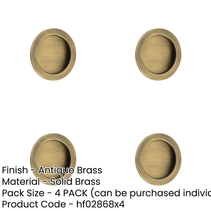 PACK Elegant Circular Flush Pull Antique Brass Finish Doors Door Handle-1