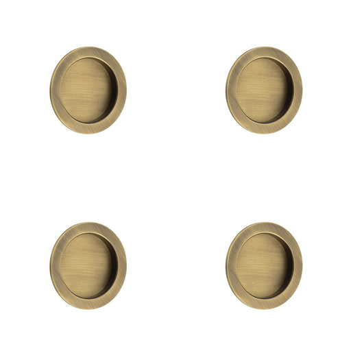 PACK Elegant Circular Flush Pull Antique Brass Finish Doors Door Handle
