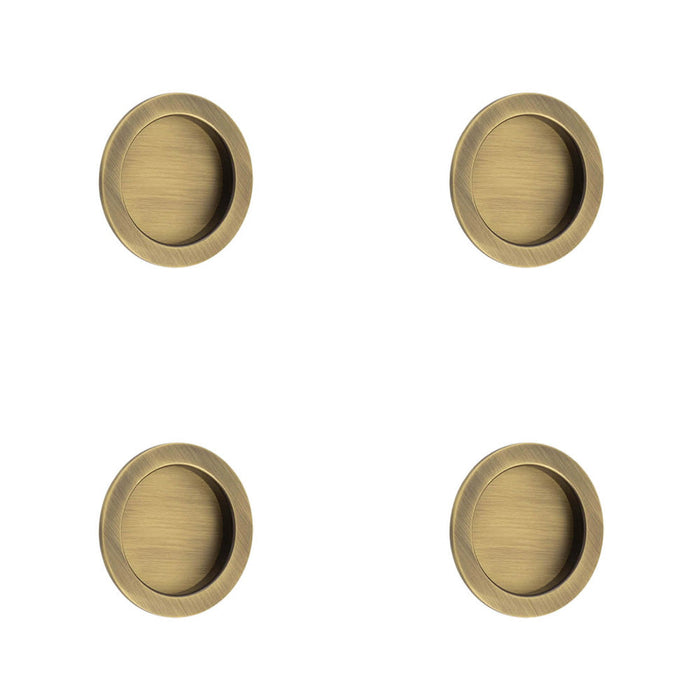 PACK Elegant Circular Flush Pull Antique Brass Finish Doors Door Handle