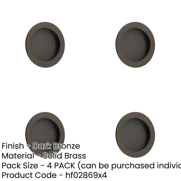 PACK Elegant Circular Flush Pull Dark Bronze Finish Doors Door Handle-1
