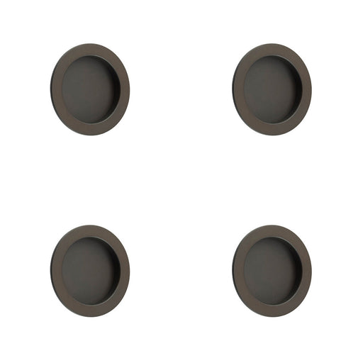 PACK Elegant Circular Flush Pull Dark Bronze Finish Doors Door Handle