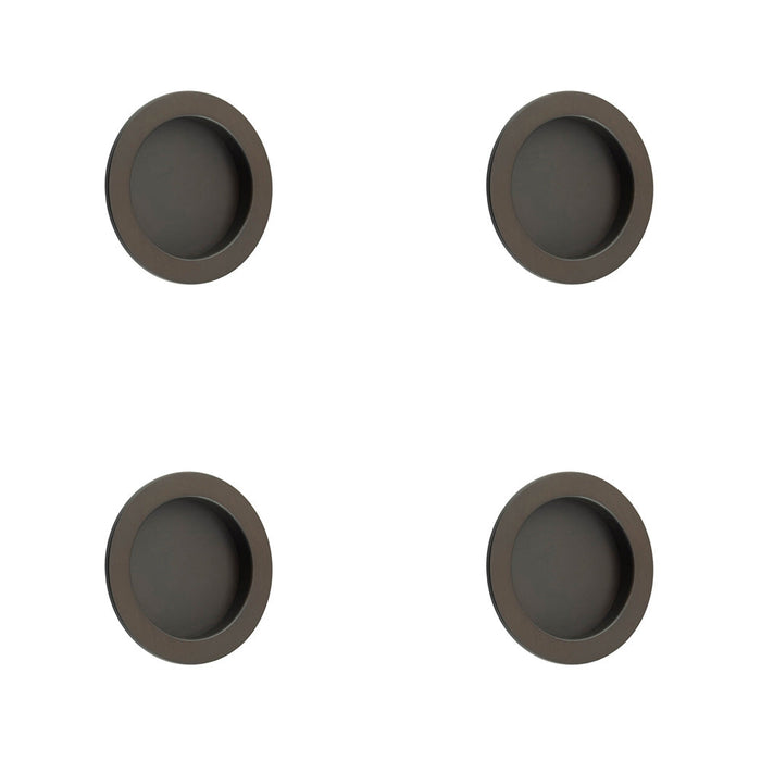 PACK Elegant Circular Flush Pull Dark Bronze Finish Doors Door Handle
