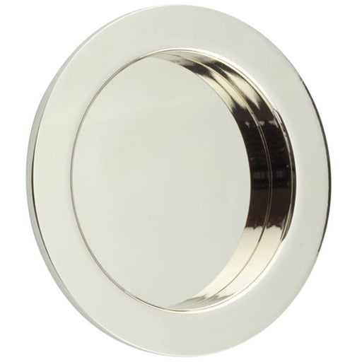 Sleek Circular Flush Pull Polished Nickel Modern Interiors Door Handle