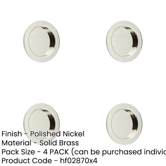 PACK Sleek Circular Flush Pull Polished Nickel Modern Interiors Door Handle-1