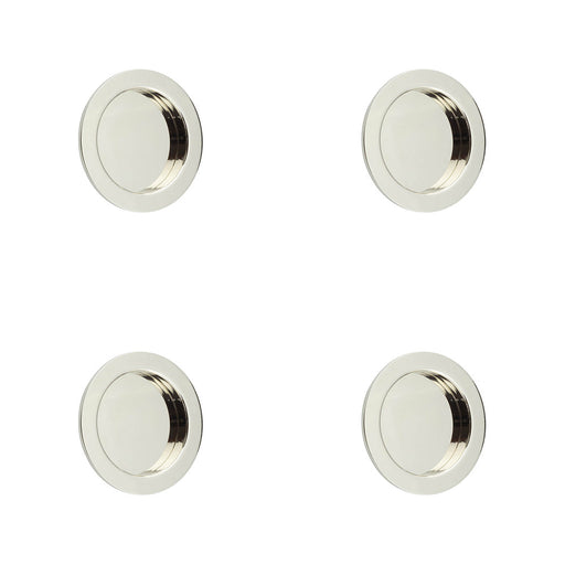 PACK Sleek Circular Flush Pull Polished Nickel Modern Interiors Door Handle