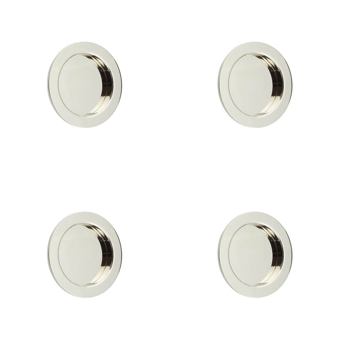 PACK Sleek Circular Flush Pull Polished Nickel Modern Interiors Door Handle