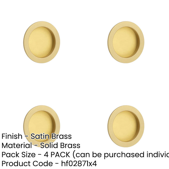 PACK Elegant Satin Brass Circular Flush Pull Sliding Doors Cabinets Door Handle-1