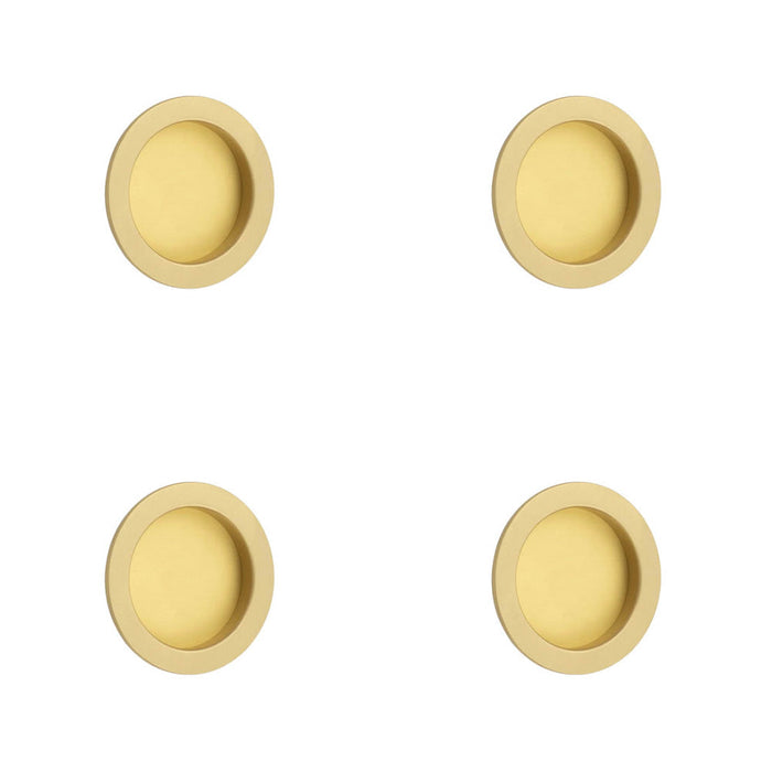 PACK Elegant Satin Brass Circular Flush Pull Sliding Doors Cabinets Door Handle