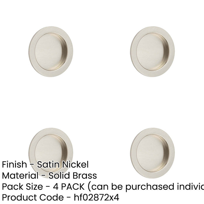PACK Elegant Satin Nickel Circular Flush Pull Doors Door Handle-1