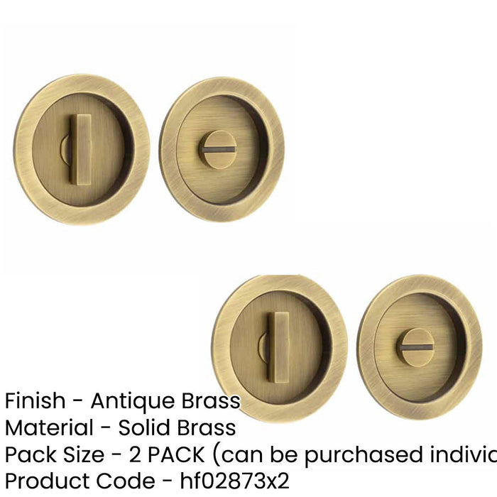 PACK Antique Brass Circular Turn Release Privacy Lock Door Handle (1)-1