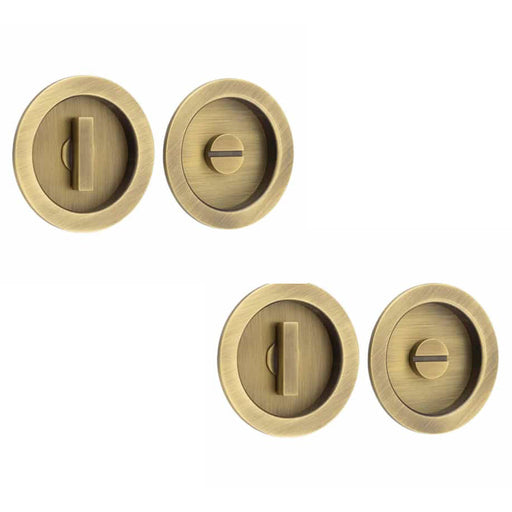 PACK Antique Brass Circular Turn Release Privacy Lock Door Handle (1)