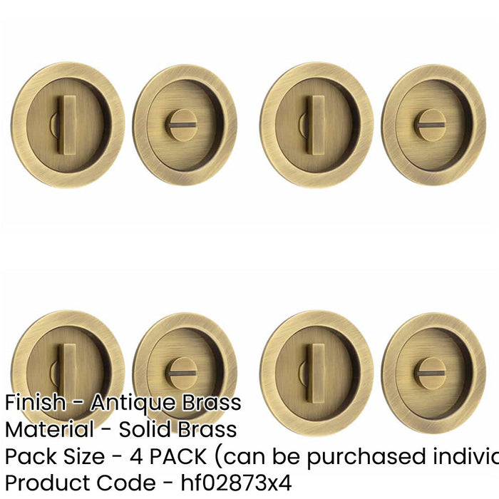 PACK Antique Brass Circular Turn Release Privacy Lock Door Handle-1