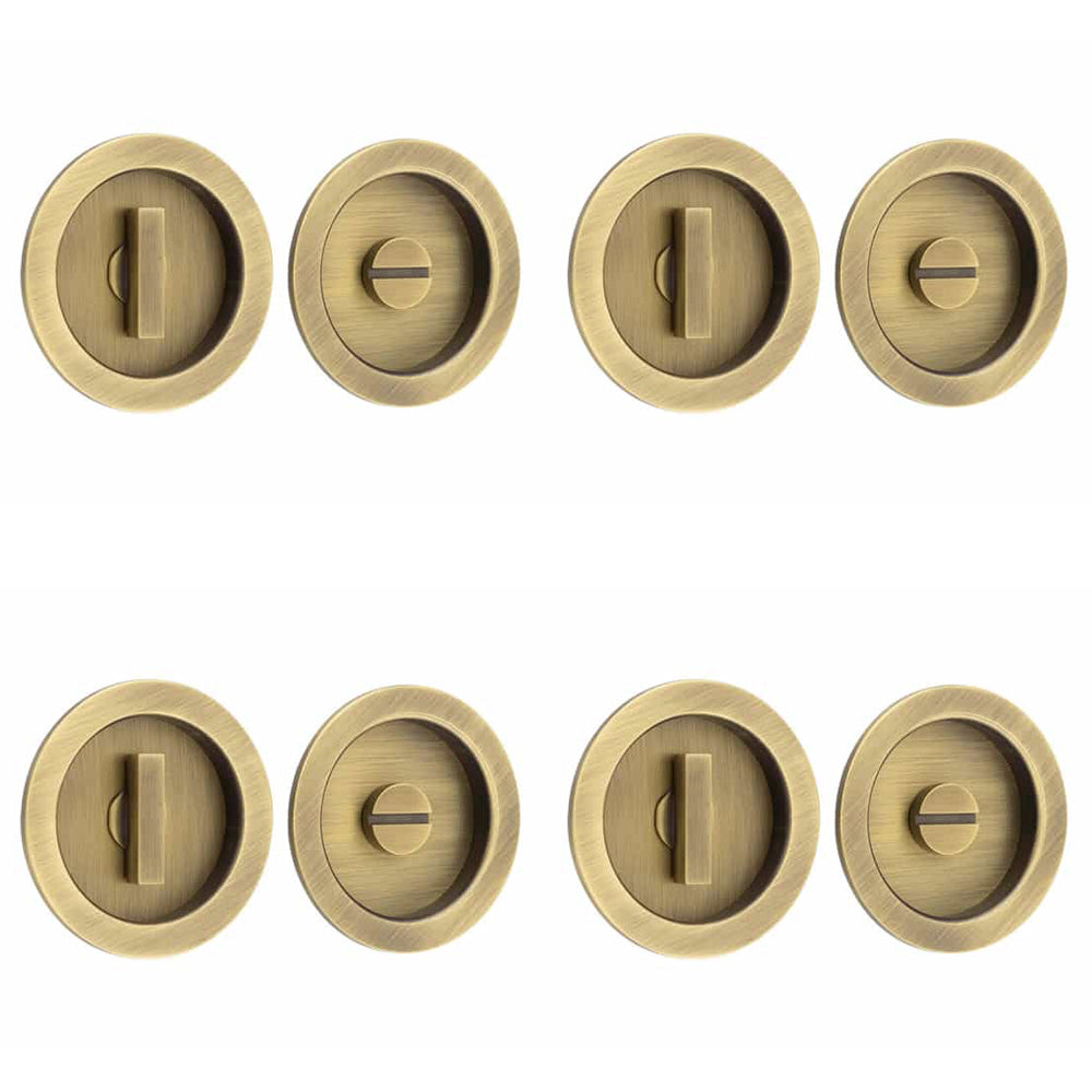 4 PACK Antique Brass Circular Turn and Release Privacy Lock - Door Han ...