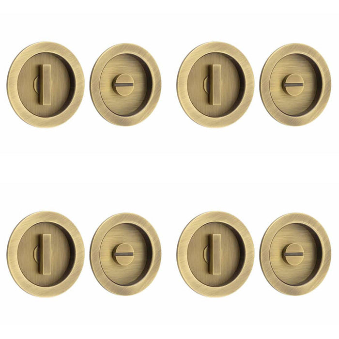 PACK Antique Brass Circular Turn Release Privacy Lock Door Handle