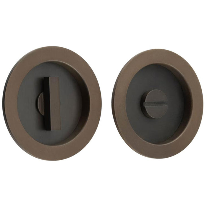 Stylish Circular Turn Release Dark Bronze Door Knob Elegant Privacy Solutions Door Handle