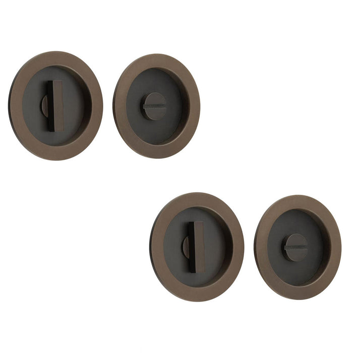 PACK Stylish Circular Turn Release Dark Bronze Door Knob Elegant Privacy Solutions Door Handle (1)