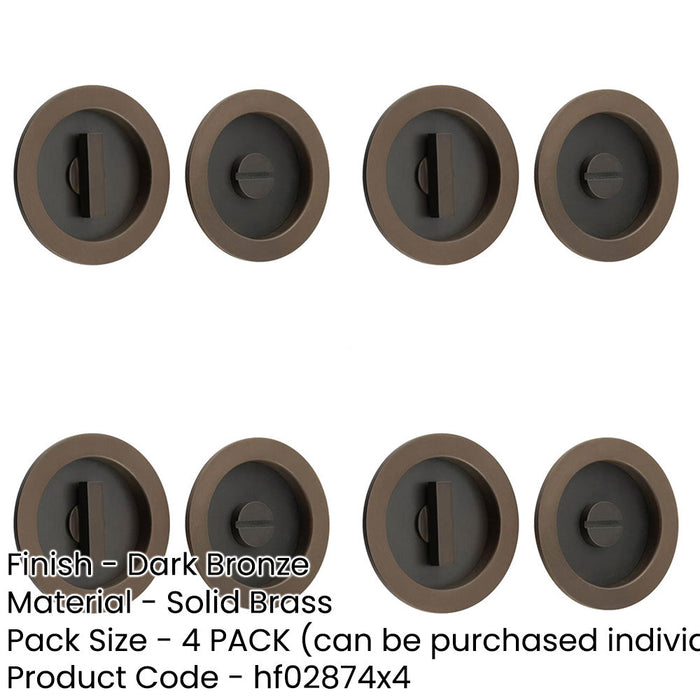 PACK Stylish Circular Turn Release Dark Bronze Door Knob Elegant Privacy Solutions Door Handle-1