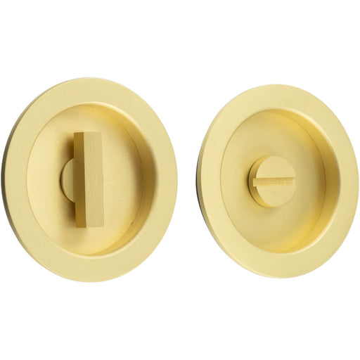 Elegant Circular Turn Release Satin Brass Modern Homes Door Handle