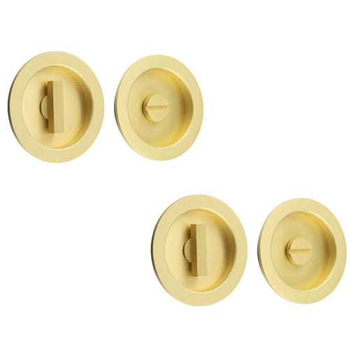 PACK Elegant Circular Turn Release Satin Brass Modern Homes Door Handle (1)