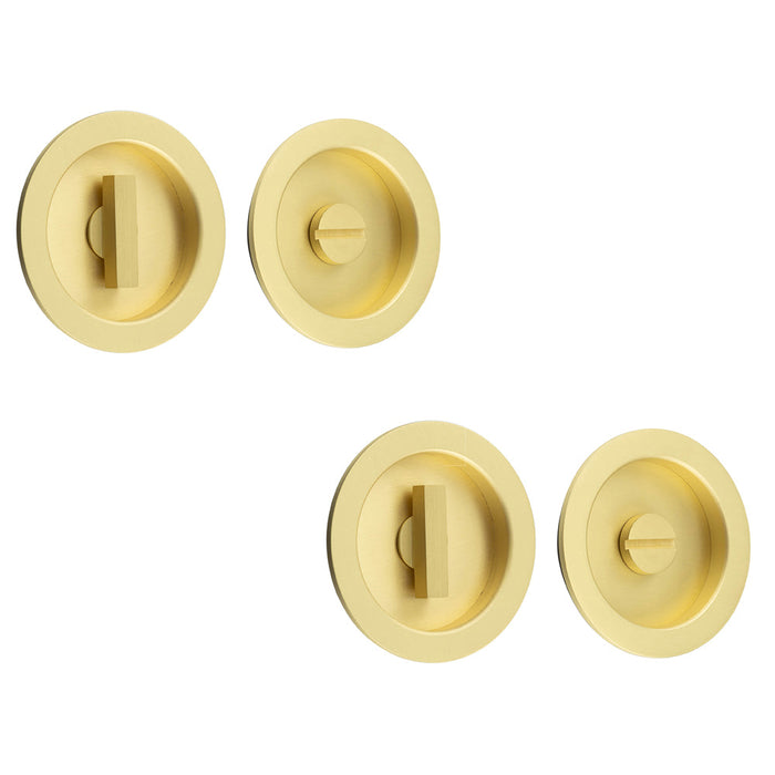 PACK Elegant Circular Turn Release Satin Brass Modern Homes Door Handle (1)
