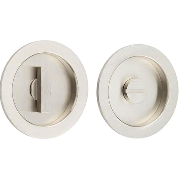 Elegant Satin Nickel Circular Turn Release Privacy Lock Door Handle