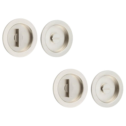 PACK Elegant Satin Nickel Circular Turn Release Privacy Lock Door Handle (1)