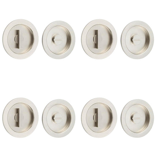 PACK Elegant Satin Nickel Circular Turn Release Privacy Lock Door Handle