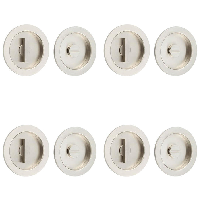 PACK Elegant Satin Nickel Circular Turn Release Privacy Lock Door Handle