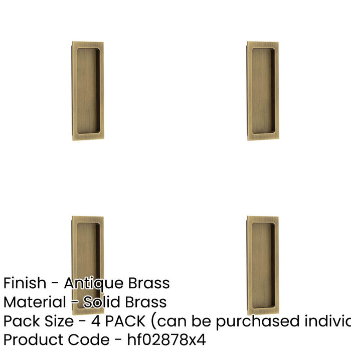 PACK Stylish Rectangular Flush Pull Antique Brass Doors Cabinets Door Handle-1