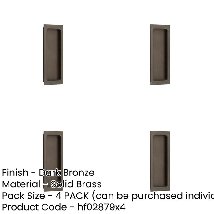 PACK Stylish Rectangular Flush Pull Dark Bronze Doors Door Handle-1