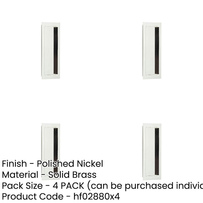 PACK Stylish Rectangular Flush Pull Polished Nickel Doors Door Handle-1