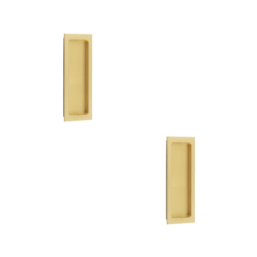 PACK Stylish Rectangular Flush Pull Satin Brass Doors Cabinets Door Handle (1)