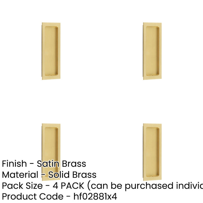 PACK Stylish Rectangular Flush Pull Satin Brass Doors Cabinets Door Handle-1