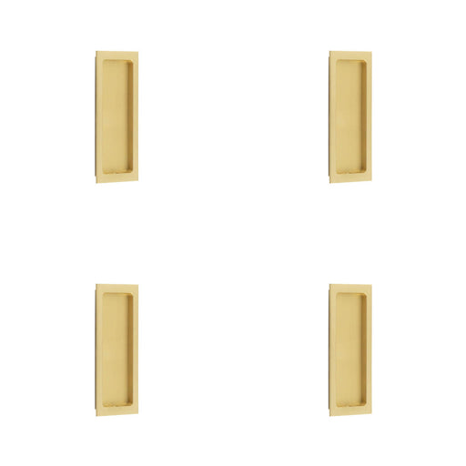 PACK Stylish Rectangular Flush Pull Satin Brass Doors Cabinets Door Handle