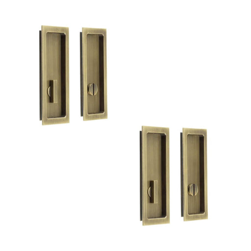 PACK Antique Brass Rectangular Turn Release Privacy Lock Doors Door Handle (1)