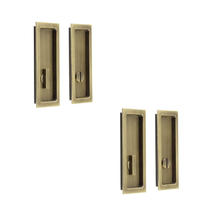 PACK Antique Brass Rectangular Turn Release Privacy Lock Doors Door Handle (1)